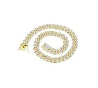 Alloy 14mm Coarse Encryption Full Cuban Chain Necklace Hip Hop Jewelry (B, One Size)