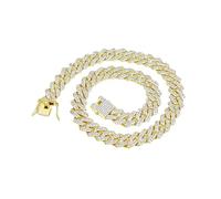 Alloy 14mm Coarse Encryption Full Cuban Chain Necklace Hip Hop Jewelry (C, One Size)