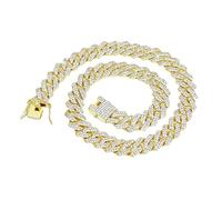 Alloy 14mm Coarse Encryption Full Cuban Chain Necklace Hip Hop Jewelry (E, One Size)