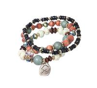 Alloy Beaded For Women,Multi-Layer Beaded Black Bohemian Imitation Natural Stone Crystal Beaded Alloy Decorative Pendant Elastic Female Jewelry Personalized Clothin
