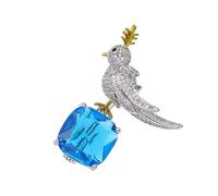Alloy Bird on Stone Lapel Pin With Rounded Edges Comfortable Wear Brooch Pin For Professional Occasion