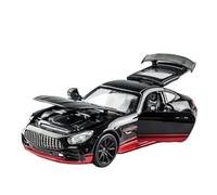 Alloy Body Detailed Interior 1:32 Fit for BENZ GTR AMG Sports car Diecast Metal Alloy Model Sound Light Pull Back not include batteries(Black red)