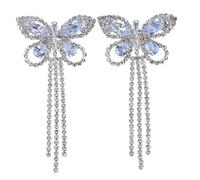 Alloy Butterfly Shape Nipple Covers Pasties With Flowing Tassels And Shimmering Rhinestones For Women Chest Jewelry Stylish Nipple Jewelry Silver