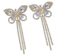 Alloy Butterfly Shape Nipple Covers Pasties With Flowing Tassels And Shimmering Rhinestones For Women Chest Jewelry Stylish Nipple Jewelry Gold
