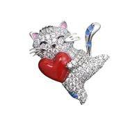Alloy Cats Brooch Hugging Heart Charm Elegant Jewelry Accessory For Women Fashion Gift Cats Pin Jewelry