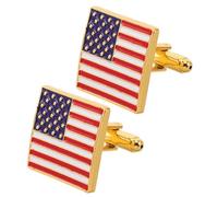 Alloy Cufflinks with Raised Flag Details Veterans and Service Supporters | Polished Glossy Finish with Three-dimensional Flag Elements, Secure Pin Mechanism, for Formal Ceremonies and Commutes