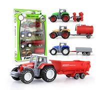 Alloy Farm Tractor Toy Set Durable Realistic Engineering Vehicle Models Fun Playtime For Kids Boys Red Blue Yellow Green 30.5 x 20 x 5cm 4 Pcs