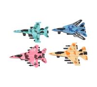 Alloy Fighter Jet Model Toy 4pcs Pull Back Realistic Diecast Collectible Aircraft Set for Kids Children Durable Sturdy Material 10cm Length (Yellow)