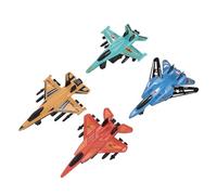 Alloy Fighter Jet Model Toy 4pcs Pull Back Realistic Diecast Collectible Aircraft Set for Kids Children Durable Sturdy Material 10cm Length (Red)