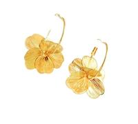 Alloy Flower Earrings Elegant Oversized Floral Ear Accessories Sweet Dainty Accessories for Special Occasions Eye Catching Golden Ear Pendants