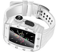 Alloy Frame Silicone Watch Band，Compatible with Apple Watch 8/7 45mm 41mm 44mm 40mm，For Women and Men Watch Band Mod Kit Rm Metal Bezel Protection Sport Strap Replacement Kit