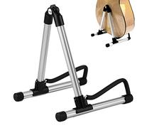 Alloy Guitar Stand, Portable Folding Single Floor Guitar Stand Universal Display Rack for Classical Acoustic Electric Guitar Bass Banjo Ukulele,Silver