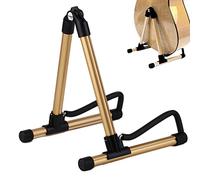 Alloy Guitar Stand, Portable Folding Single Floor Guitar Stand Universal Display Rack for Classical Acoustic Electric Guitar Bass Banjo Ukulele,Gold