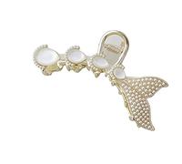 Alloy Hair Claw Clips Pearl For Rhinestone Fish-shaped Jaw Clip Strong Hold Barrettes