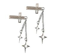 Alloy Hair Clip Silver Balletcore Crosses Star Tassels Flat Clip Halloween Hairpin Silver Elegant Hair Clip For Bunches