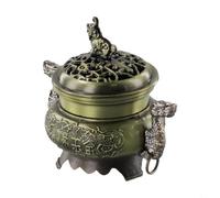 Alloy Incense Burner Double Dragon Style Hollow Cap 9.5cm(Bronze)