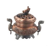 Alloy Incense Burner Double Dragon Style Hollow Cap 9.5cm(Red Copper)