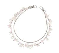 Alloy Iron Chain Waist Accessory Pearls Rhinestones Keychain For Denims Imitation Pearls Waist Chain