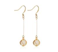 Alloy Long Linear Dangle Earrings with Wrapped Round Bead Pendant, Elegant Drop Earrings for Daily Wear