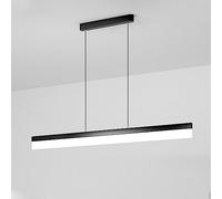 Alloy Long Linear Pendant Lights with White Acrylic Shade, Modern LED Pendant Lamp, Black Strip Ceiling Hanging Light Fixture, Minimalist Dining Room Decorative Lighting Chandeliers 6000K