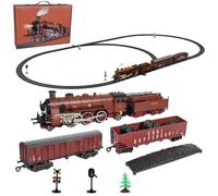 Alloy Model Railway Set for Adults, Vintage Christmas Train Model with Sledge and Long Rail, Decoration at Home and for Hobby Collectors (Model 22918/Red)