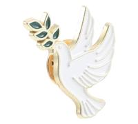 Alloy Peace Dove Brooch Pin White Flying Bird Olive Branch