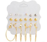 Alloy Pearl Drop Earrings Set 12 Pairs Tarnish Resistant(A)