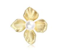 Alloy Pearl Flower Brooch Brooch/Gold