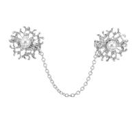 Alloy Pearl Sweater Clips for Women Vintage Cardigan Link Buckles Elegant Collar Clips Stylish Brooch for Sweaters Shawls and Jackets Silver