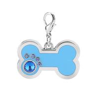 ALLOY PET ID TAG DOG CAT BONE SHAPE RHINESTONE DECOR PREVENT MISSING ENGRAVABLE PET COLLAR BLUE PINK PURPLE GREY CAT DOG PET 1.3 0.9 (Blue)