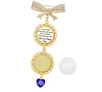 Alloy Photo Frame Brooch for Bride Customizable Wedding Souvenir Charm with Rhinestones Bowknot and Heart Pendant Wedding Souvenir Photo Locket