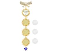 Alloy Photo Frame Brooch for Customizable Wedding Souvenir Charm with Rhinestones Bowknot and Heart Pendant Memorial Accessory