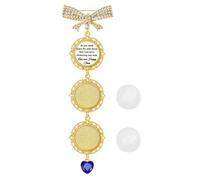 Alloy Photo Frame Brooch for Customizable Wedding Souvenir Charm with Rhinestones Bowknot and Heart Pendant Memorial Accessory