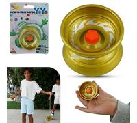 Alloy Responsive Metal YoYo for Tricks, Tug Return Aluminum Yo-Yo for Beginners, Yellow Christmas Responsive Yoyo, Includes Extra String, 5cm Diameter, Xmas Gift for Kids