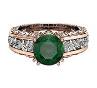 Alloy Ring Separation Gift Gold Plated Ladies Color Rose Jewelry Ring Rings Top That Teen (Green, 6)