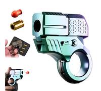Alloy Ring Spinning Toy Launcher, Decompression EDC Launcher Model Ring One-Click Eject Fidget Ring with Soft Bullets (B-Launcher+20 Warheads+3 Cartridge Case)