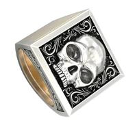 Alloy Skull Ring, Vintage Punk Style with Secret Compartment Accessory | Lightweight Two Floor Design, Hidden Storage Box, for Fancy Dress Parties and Halloween Events