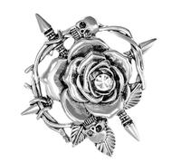 Alloy Skull Rose Brooch Nature Corsage Pin Unique Plant Brooch For Those Who Love Unique And Eye Catching Accessories Elegant Gothic Pin