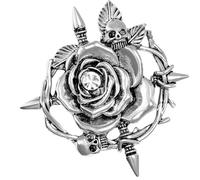Alloy Skull Rose Brooch Nature Corsage Pin Unique Plant Brooch For Those Who Love Unique And Eye Catching Accessories Alloy