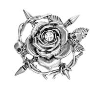 Alloy Skull Rose Brooch Nature Corsage Pin Unique Plant For Those Who Love Unique And Eye Catching Accessories Fashion