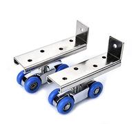 Alloy Sliding Door Rollers 50KG Bedroom Wood Door Hanging Wheels Meeting Room Wardrobe Door Roller Furniture Wheels 1Set Casters(Blue Roller)