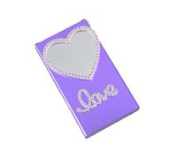 Alloy Slim Cigarette Case Box Carrying Rhinestone Cigarettes Storage Holder 20 Capacity Cigarette Box Pocket Bling Pill Case with Heart Mirror Smoker Gifts for Women Ladies