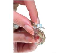 Alloy Starfish Shell Ring with Pearl Accent Blue(Blue Shell)
