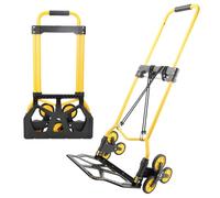 Alloy Steel Folding Trolley on Wheels, 100kg Heavy Duty Sack Truck, 110cm Extended Handle Sack Barrow, Multi-Purpose Dolly Trolley with Elasticated Rope, Stair Climbing Trolley-Office/Home/Garden