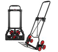 Alloy Steel Folding Trolley on Wheels, 100kg Heavy Duty Sack Truck, 110cm Extended Handle Sack Barrow, Multi-Purpose Dolly Trolley with Elasticated Rope, Stair Climbing Trolley-Shop/Office/Home/Garden