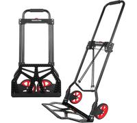 Alloy Steel Folding Trolley on Wheels, 90kg Heavy Duty Sack Truck, 100cm Extended Handle Sack Barrow, Multi-Purpose Dolly Trolley with Elasticated Rope