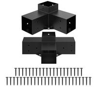 Alloy Steel Pergola Brackets Kit with Screws for 4x4 in Lumber, 3-Way and 4-Way Corner Brackets for Garden Gazebo Structures(B)
