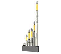 Alloy Steel Screwdriver Bits, 6pc PH2 Cross Bit Set with Anti-Slip Grip for Construction and DIY, Sizes 25-150mm