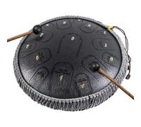 Alloy Steel Tongue Drum, Horse Tank Drum Handpan 14 Inch 15 Notes C Key Percussion Steel Drum Kit with Drum Mallets Note Stickers Finger Picks Mallet Bracket and Gig Bag