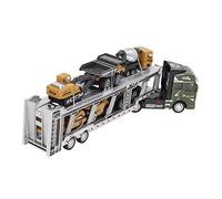 Alloy Transport Truck Toy Set with Pull Back Function 7PCS Simulation Vehicles for Model Lovers Material: Alloy 12.6in (Green, with Classic Engineering Car)